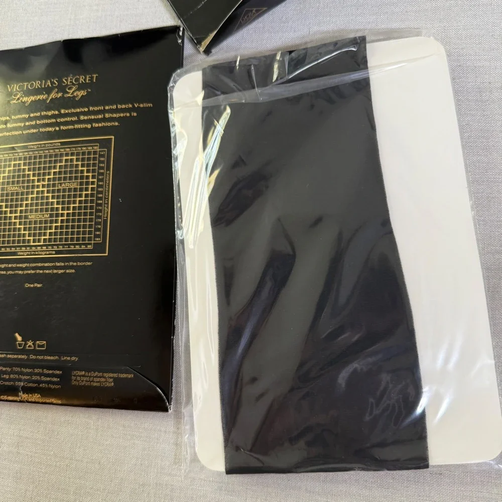 2PK Vintage 90's Victoria's Secret Size M Sensual Shapers Pantyhose Black & Nude